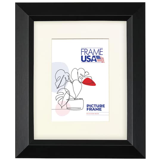 Frame USA Black Series Narrow Black Single Image Picture Frame with Mat